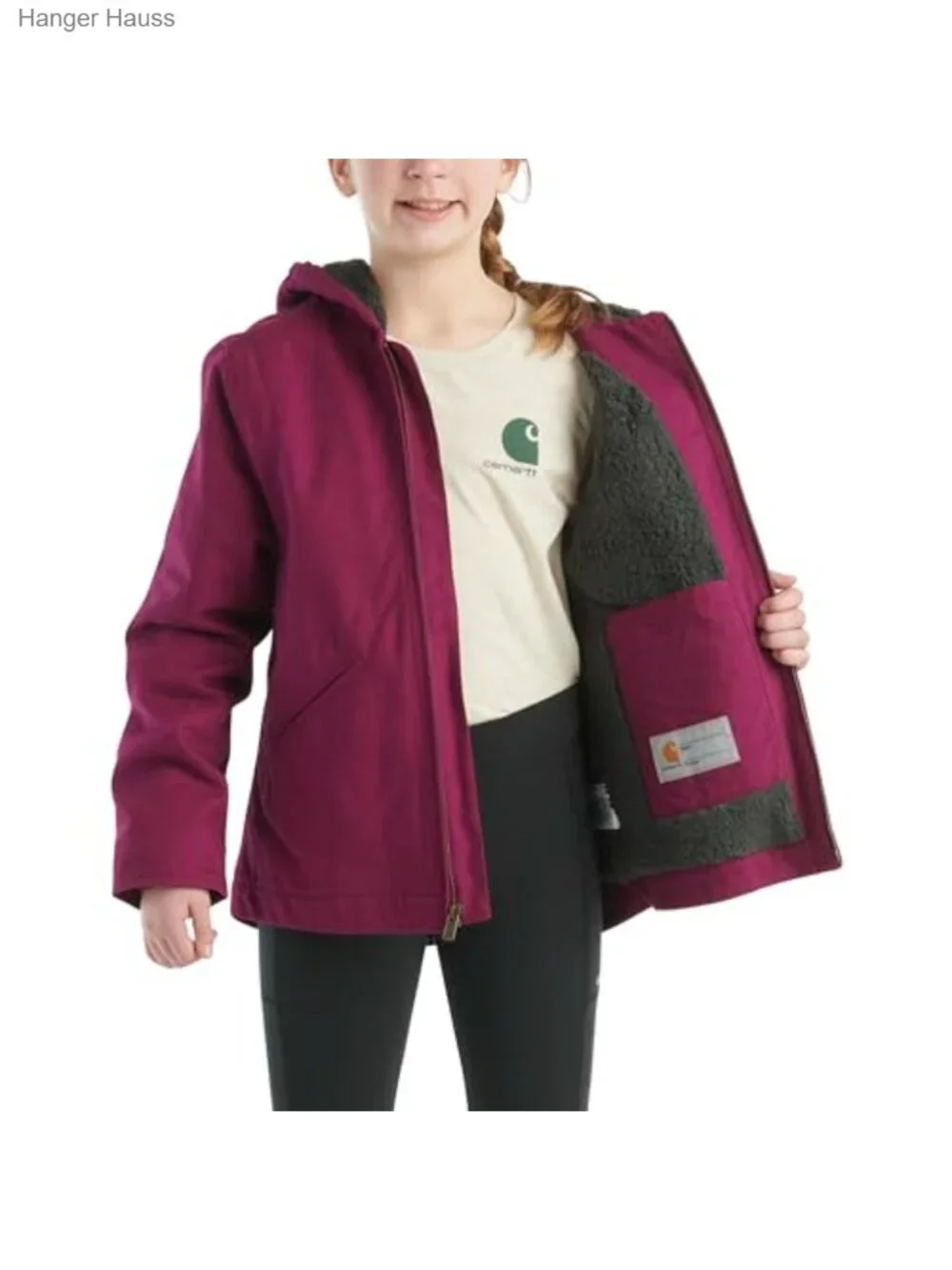 Kids Insulated Hooded Jacket with Sherpa Fleece Lining